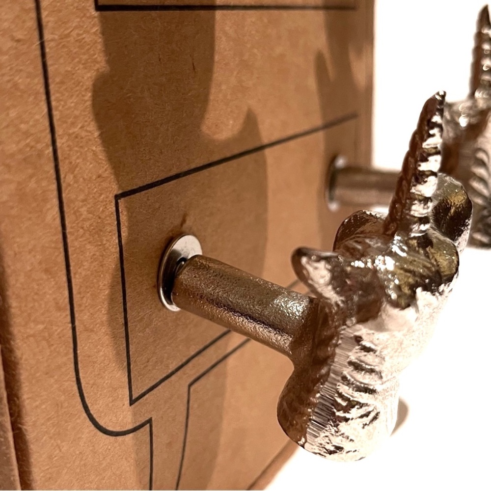 Unicorn Silver Metal Dresser Desk Drawer Knobs Set of 6 Kids Bedroom Cabinet Fun - Picture 9 of 13